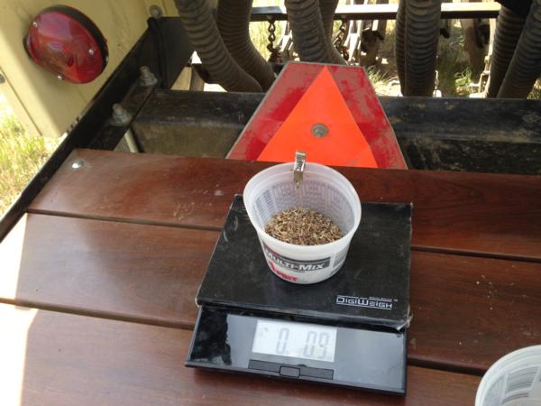 May 2015 Wayne Schottler weighing seed for his no-till drill near Froid MT